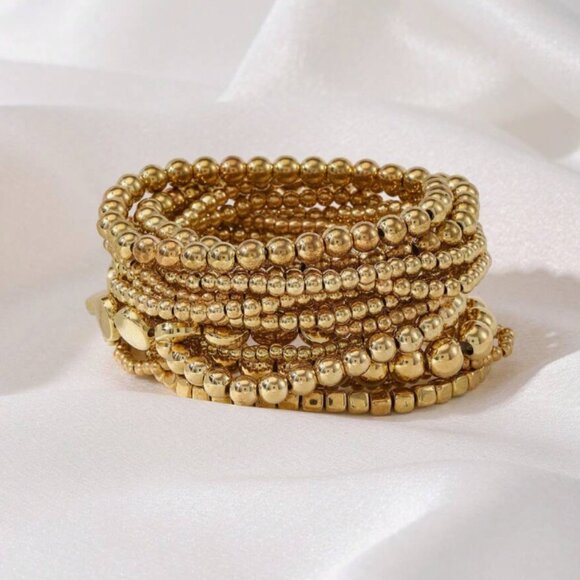🆕2 for $20 Gold Boho Style Beaded Stretchy Bracelet Set (2 packs - 6 bracelets) - Picture 2 of 4